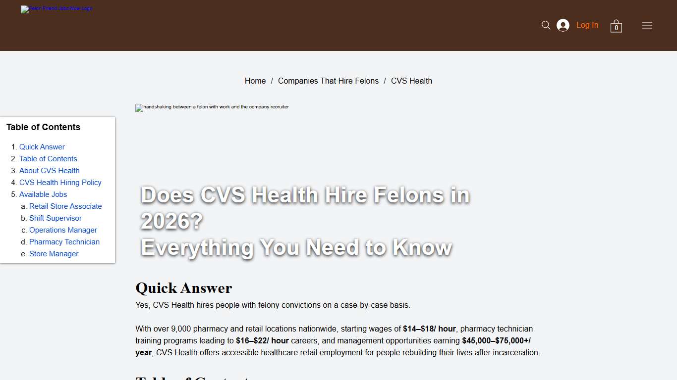 CVS Health FelonFriendlyJobsNow